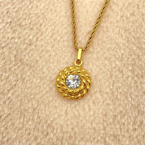 Auth Chanel Rhinestone GD Engraved
Necklace W/Box - Picture 2 of 12